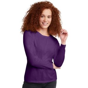 Hanes Women’s Originals Long Sleeve Cotton T-Shirt, Lightweight Crewneck Tee, Modern Fit(Violet Splendor)