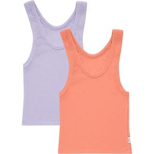 Hanes Womens Originals Rib Crop Tank Top 2-Pack, Comfywear Stretch Cotton Cropped Top(Cameo Stone Pink/Vega Violet)