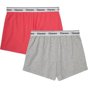 Hanes Womens Originals Sleep Shorts, 2-Pack, Comfywear Supersoft Lounge Shorts Pack, 3.25″(Pink Coral/Heritage Grey Marle)