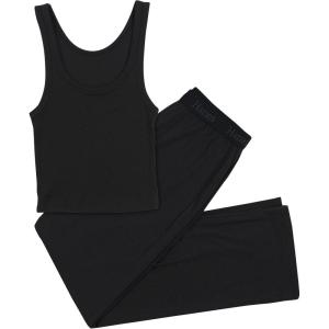 Hanes Women’s Originals SuperSoft Comfywear 2 Piece Crop Tank & Lounge Pants Loungewear Set(Black/Black)