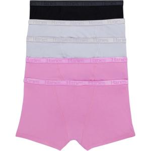 Hanes Women’s Originals Ultra SuperSoft Boxer Brief Underwear (5-Pack)(Black/Silver Opal/Strawberry Candy Pink)