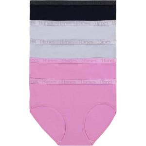 Hanes Women’s Originals Ultra SuperSoft Hipster Underwear (5 Pack)(Black/Silver Opal/Strawberry Candy Pink)