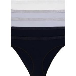 Hanes Women’s Originals Ultra Supersoft Bikini Underwear, 5-Pack, Viscose From Bamboo Bikini(Black/Silver Opal/White)