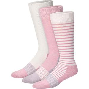 Hanes Women’s Over-the-Calf Socks w/ Mild Graduated Compression, Absolute Wellness Non-Binding Cushioned Socks, 3-Pack(Fashion Pink/Tan/Green)