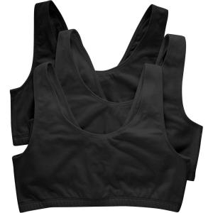 Hanes Women’s Pack, Cotton Scoopneck Bralette, Low-Impact Sports Bra, 3-Pack(Black/Black/Black)