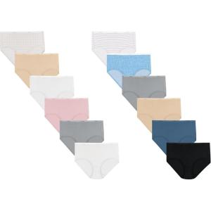 Hanes Women’s Panties Pack, Classic Cotton Brief Underwear (Retired Options, Colors May Vary)(Blue/Pink/Stripe/Dot Print/Neutral Mix  12-pack)