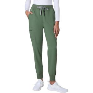 Hanes Womens Scrub Joggers, Comfort Fit Healthcare Pants for Women, Moisture-Wicking Medical Scrubs with Odor Control(Green Moss)