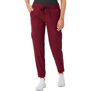 Hanes Women’s Scrubs Cargo Joggers, Healthcare Scrub Joggers for Women, Moisture Wicking(Afternoon Burgundy)