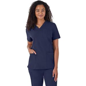 Hanes Women’s Scrubs Healthcare Top, Moisture-Wicking Stretch Scrub Shirts, Ribbed Back Panel