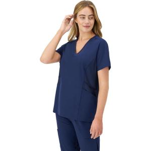 Hanes Women’s Scrubs Healthcare Top, Moisture-Wicking Stretch Scrub Shirts, Ribbed Side Panels(Athletic Navy)