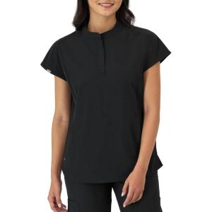 Hanes Women’s Scrubs Healthcare Top with Mandarin Collar, Moisture-Wicking Stretch Scrub Shirt(New Ebony)