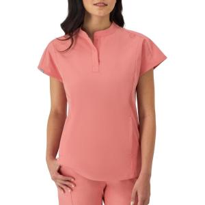 Hanes Women’s Scrubs Healthcare Top with Mandarin Collar, Moisture-Wicking Stretch Scrub Shirt(Rose Ranch Pink)