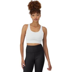 Hanes Womens Sports Bra, Moves Racerback Crop Top Yoga Bras for Women, Stretch Sports Crop Top with Cutout, Wicking(White)