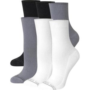 Hanes Women’s Supersoft Socks, Stretch No Show and Mid Crew Socks, 6-pairs(White/Black)
