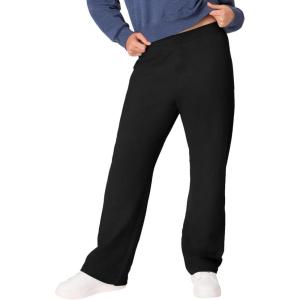 Hanes Women’s Sweatpants, EcoSmart Fleece, Pocketless Open-Bottom Sweatpant, Regular & Petite(Ebony)