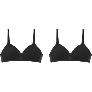 Hanes Womens T-Shirt Bra Pack, Oh So Light Wireless Bra for Women, Convertible Straps, 2-Pack(Black/Black)