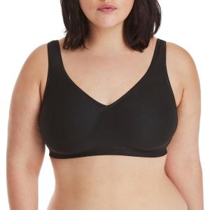 Hanes Womens Wireless Bra, Smooth Comfort Full-Coverage T-Shirt Bra for Women, Single Or 2-Pack(Black)