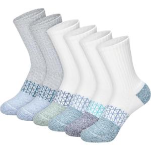 Hanes boys Cushioned Crew Socks, Absolute Active Crew Socks for Boys, Moisture-wicking, 6-pairs(White/Blue)