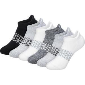Hanes boys Cushioned No Show Tab Socks, Absolute Active Heel Shield No Show Socks for Boys, 6-pairs(No Show Heel Shield – Grey/White)