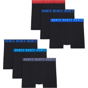 Hanes boys Moves Breathable Boxer Brief Underwear, Performance Stretch Boxer Briefs for Boys, Moisture-wicking, 6-pk(Black)