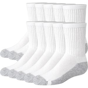Hanes boys Uniform Crew Socks, Moisture-wicking Socks, Cushioned Foot Bottoms, 10-pairs(White – 12 Pack)