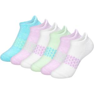 Hanes girls Cushioned Crew Socks, Absolute Active Crew Socks for Girls, Moisture-wicking, 6-pairs(Crew – White/Blue)