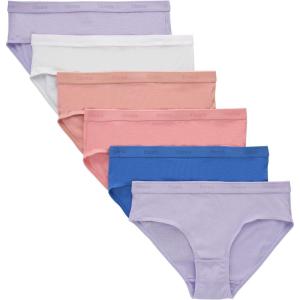 Hanes girls Originals Supersoft Bikini Underwear, Modal Rib Panties for Girls, 6-pack(Hipster – Purple/White/Peach 6-pack)