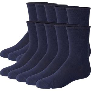 Hanes girls Uniform Crew Socks, Plain White Crew Socks, Knit Crew Socks for Girls, 10-pairs(Navy – 10 Pair)