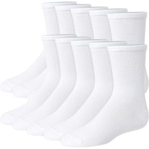 Hanes girls Uniform Crew Socks, Plain White Crew Socks, Knit Crew Socks for Girls, 10-pairs(White – 10 Pair)