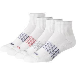 Hanes mens Absolute Active Cushioned Ankle Socks, Moisture Wicking Socks, Seamless Toe, 4-pack(White/Color Accents)