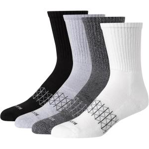 Hanes mens Absolute Active Cushioned Crew Socks, Moisture Wicking Socks, Seamless Toe, 4-pack(Black  Gray  White)