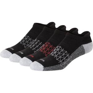 Hanes mens Absolute Active Cushioned Heel Shield Socks, Moisture Wicking Socks, Seamless Toe, 4-pack(Black With Gray Foot Bottom)