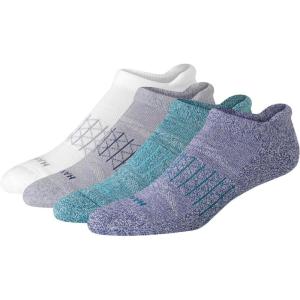 Hanes mens Absolute Active Cushioned Heel Shield Socks, Moisture Wicking Socks, Seamless Toe, 4-pack(Blue/Grey Marl)