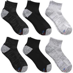 Hanes mens Moves Performance Socks, Moisture-wicking Ankle & Low-cut Socks, Breathable Mesh Panels, 6-pack(Black Assortment/Black)