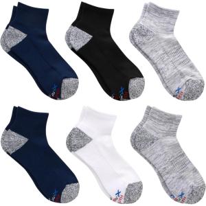 Hanes mens Moves Performance Socks, Moisture-wicking Ankle & Low-cut Socks, Breathable Mesh Panels, 6-pack(Black/White/Grey)
