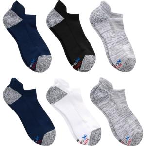 Hanes mens Moves Performance Socks, Moisture-wicking Ankle & Low-cut Socks, Breathable Mesh Panels, 6-pack(Navy/Black/White/Grey)