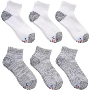 Hanes mens Moves Performance Socks, Moisture-wicking Ankle & Low-cut Socks, Breathable Mesh Panels, 6-pack(White/Grey)