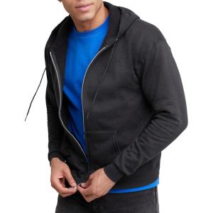 Hanes mens Zip-up Hoodie, Ecosmart Fleece Full-zip Hoodie for Men, Hooded Sweatshirt(Black)