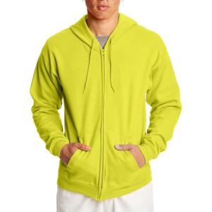 Hanes mens Zip-up Hoodie, Ecosmart Fleece Full-zip Hoodie for Men, Hooded Sweatshirt(Safety Green)