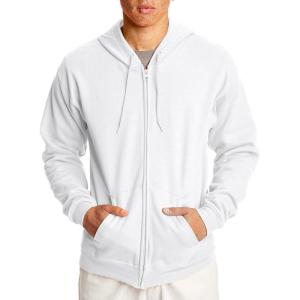 Hanes mens Zip-up Hoodie, Ecosmart Fleece Full-zip Hoodie for Men, Hooded Sweatshirt(White)