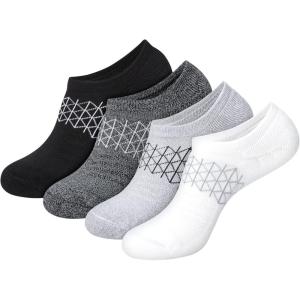 Hanes womens Absolute Active Super No Show Socks, Breathable Mesh Performance Socks, No-slip Gripper, 4-pack(Black/Grey/White)