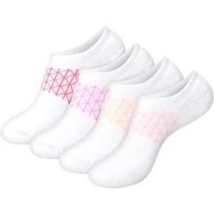Hanes womens Absolute Active Super No Show Socks, Breathable Mesh Performance Socks, No-slip Gripper, 4-pack(White)