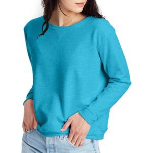 Hanes womens Crewneck Sweatshirt, Ecosmart Fleece Pullover With V-notch, Sweatshirt for Women(Bold Blue Heather)