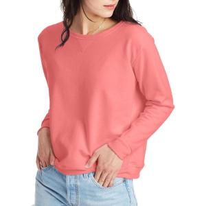 Hanes womens Crewneck Sweatshirt, Ecosmart Fleece Pullover With V-notch, Sweatshirt for Women(Charisma Coral)