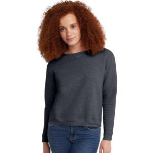 Hanes womens Crewneck Sweatshirt, Ecosmart Fleece Pullover With V-notch, Sweatshirt for Women(Slate Heather)