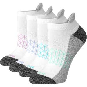 Hanes womens Cushioned No Show Tab Socks, Absolute Active No Show Socks for Women, 4-pairs(White – 4 Pack)
