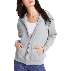 Hanes womens Ecosmart Full Zip Fleece Hoodie(Light Steel)