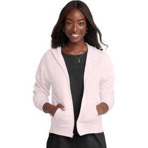 Hanes womens Ecosmart Full Zip Fleece Hoodie(Pale Pink)