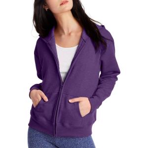 Hanes womens Ecosmart Full Zip Fleece Hoodie(Violet Splendor Heather)