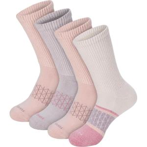 Hanes womens Non-binding Crew Socks, Absolute Wellness Non-restrictive Cushioned Socks for Women, 4-pack(Fashion Pink/Tan/Green)
